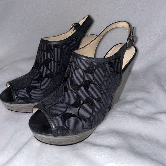 Coach grey/black sandal wedge 8 - Picture 3 of 7